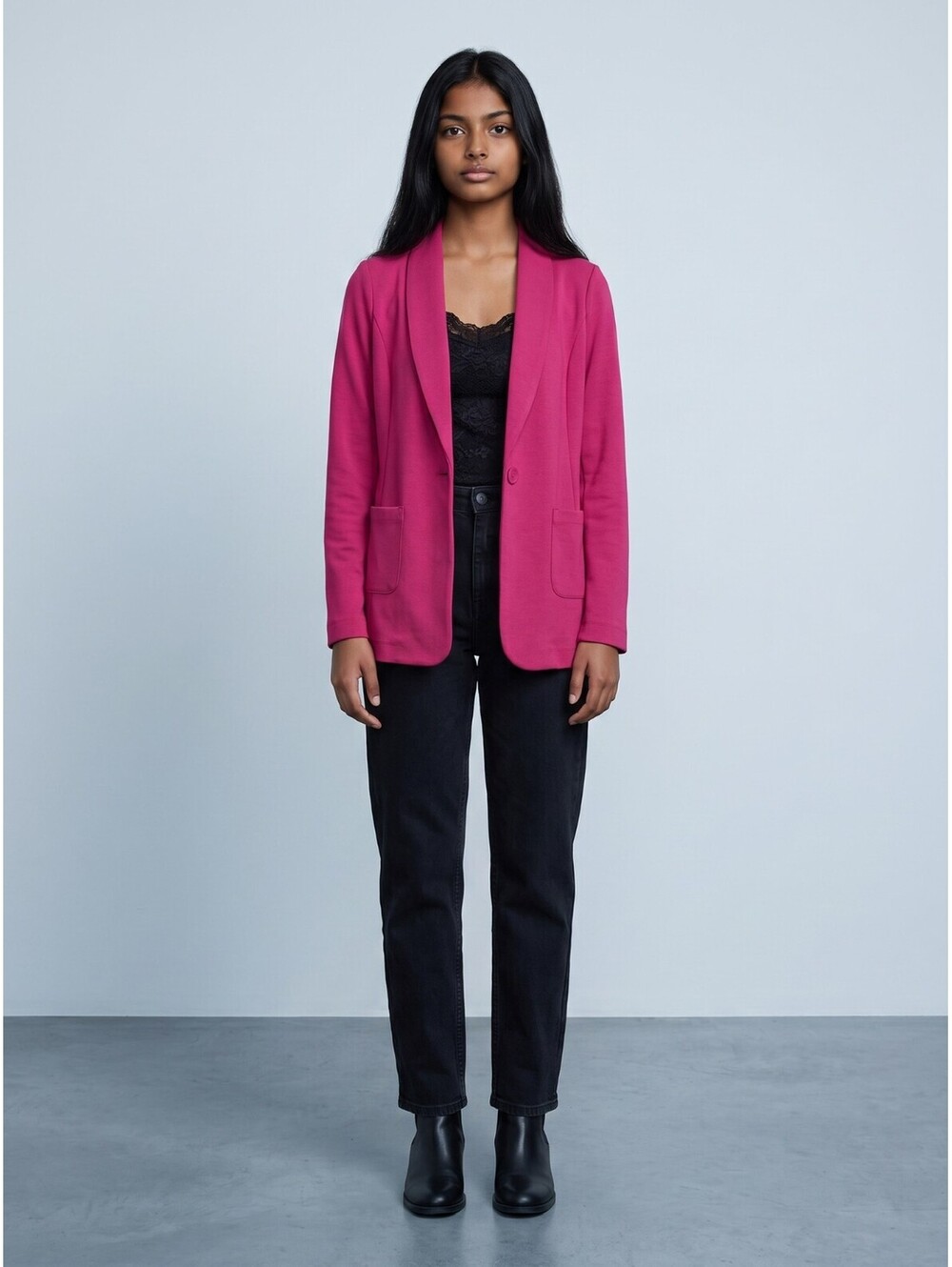 Susan Graver EUC Cotton Sweatshirt Blazer-Size Small-Hot Pink